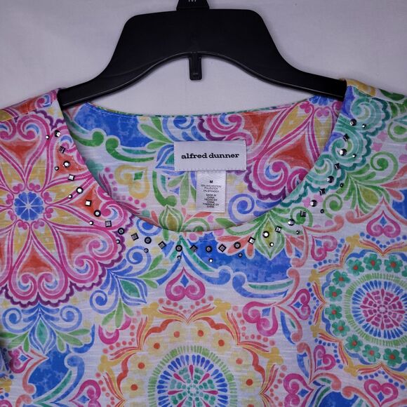 Alfred Dunner Top Medium Colorful Mandala Knit - Picture 2 of 10
